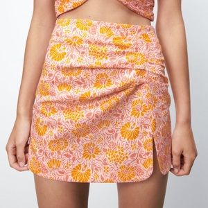 Zara Floral Linen Blend Mini Skirt